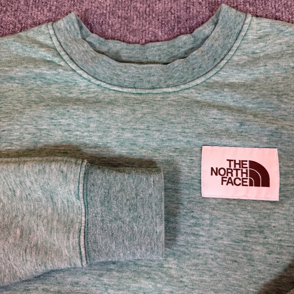 The‎ North Face Womens Green Fleece Crewneck Sweatshirt Logo Patch Medium 3005